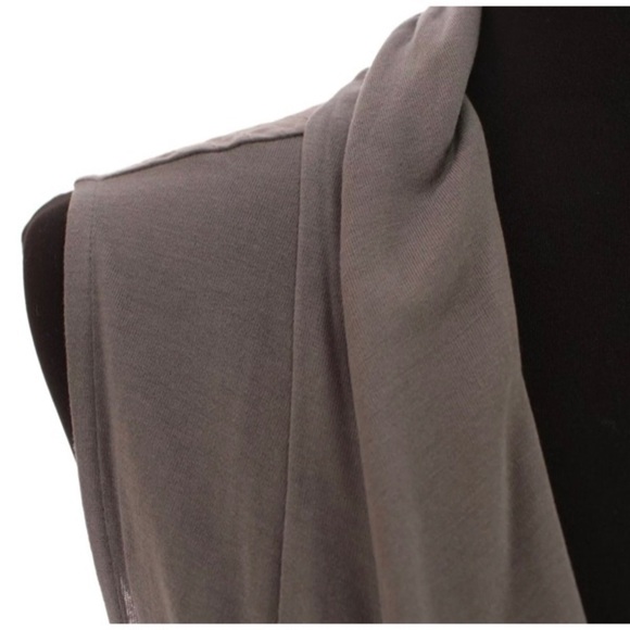 Coldwater Creek Womens Ruched Tie Front Duster Vest Cardigan Gray Sz M 10-12 - Picture 4 of 9